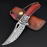 Breites Einsatzspektrum: Damast Taschenmesser mit scharfer Schneide, ob Sie Ihre Freizeit gern mit Wandern, Camping, Trekking, Angeln, im Garten oder der Jagd kann Taschenmesser benutzen. Das Taschenmesser einhandmesser mit schwarzer Geschenkbox ist ein ideales Geschenk für Messerliebhaber.