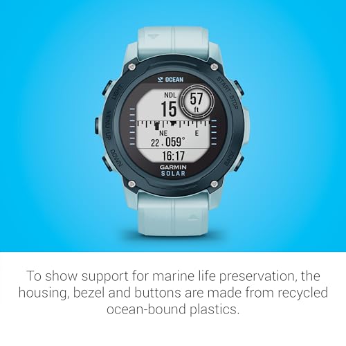 Garmin Descent™ G1 Solar - Ocean Edition, Dive Computer and Smartwatch, Made with Recycled Ocean-Bound Plastics
