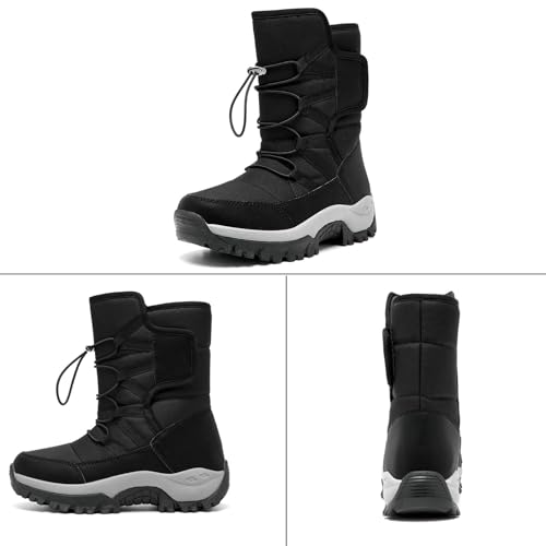 Men's Waterproof lace-up slip-on Mid-Calf Snow Boot Warm Fur Lined Outdoor Non-Slip Hiking Ankle Boots for Walking Climbing Winter Work Boots2