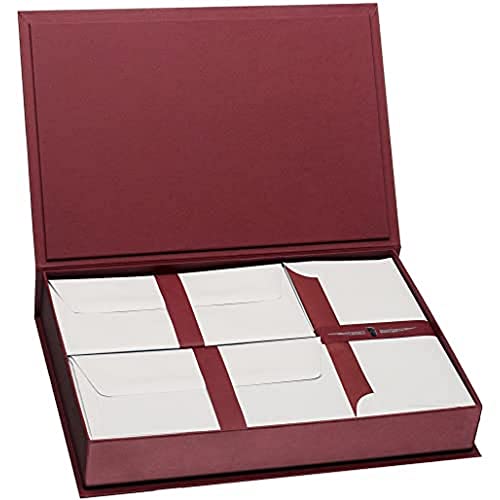 Cassette à papier à lettres Rössler un cadeau d'écriture côtelé bordeaux gris