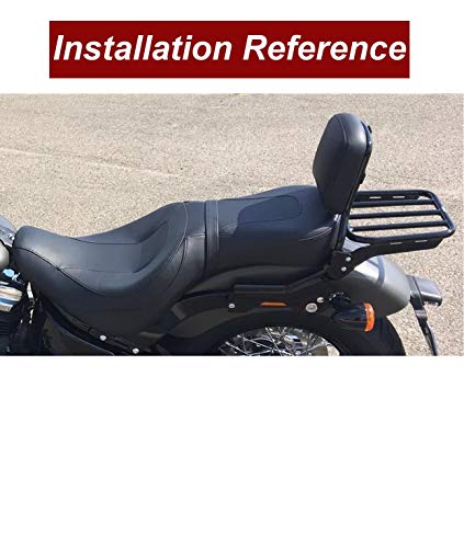WeiSen Glossy Black Standard Height Passenger Backrest Pad Sissy Bar Quick-Release & Rear Sport Luggage Rack w/Docking Hardware For 2018-UP Harley Softail FLDE FLHC FLHCS FLSL FXBB