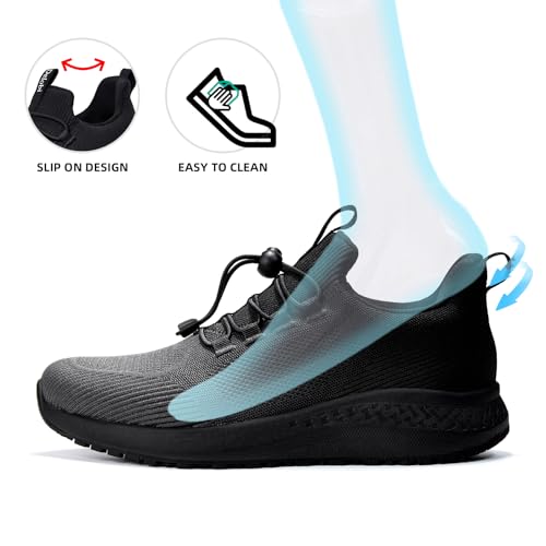 Image of Non Slip Work Shoes for Men Slip Resistant Shoes Kitchen Chef Restaurant Food Service Waterproof Walking Sneakers