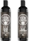 Viking Revolution Beard Shampoo and Conditioner Set - Top-tier Beard Care Kit with Argan & Jojoba...