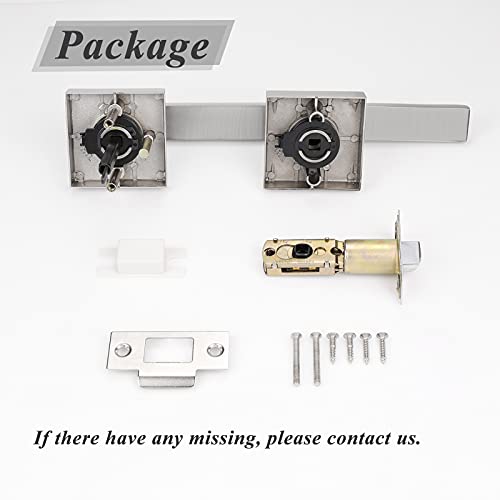 Probrico Square Satin Nickel Bedroom And Bathroom Privacy Door Levers Lockset Keyless Door Locks Handles, Pack Of 10 #TOP6