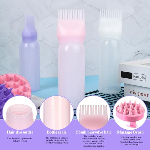 Okeno Select 5Stk Haaröl Applikator Flasche Kopfmassage Bürste,Hair Oil Applicator Bottle, Haarfärbebürste Flaschen, Aplikatorfläschchen für öl Haare Hair Oiling Applicators