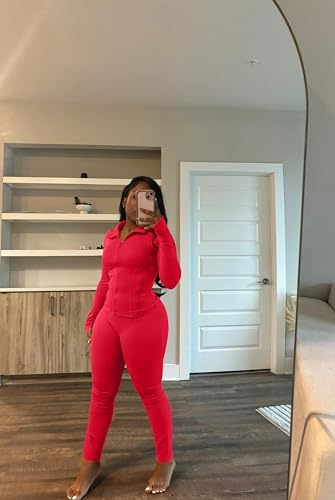 Vssjavun Women 2 Piece Outfits Sweatsuit Sets Long Sleeve Zipper Workout Jacket with High Waist Legging Sets Tracksuit2