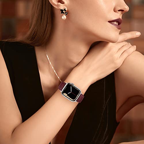 Swees Leather Band Compatible For Iwatch 38Mm 40Mm, Genuine Leather Replacement Strap Rose Gold Buckle Compatible Iwatch Series 6 5 4 3 2 1 Sports & Edition Women And Men, Wine Red #TOP5