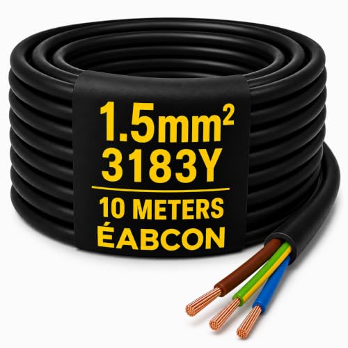 10 METERS OF 3 CORE BLACK FLEX 1.5MM 3183Y FLEXIBLE CABLE 13 amp 230 volt