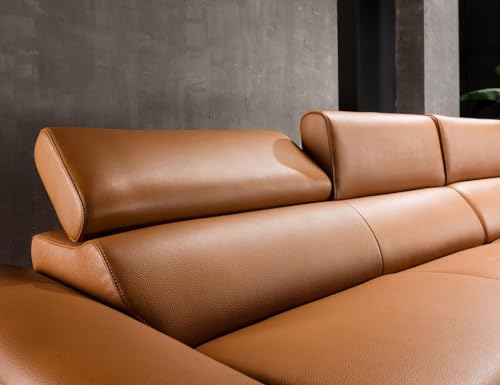 Image of Fabrique Matura Leatherette Lsahpe 5 Seater Diligent Sofa Set | Living Room Bedroom Office & Home | Premium Luxuries Comforatble Soft & Smooth | Easy to Move With Moveable Headrest | Honey Brown | LHS