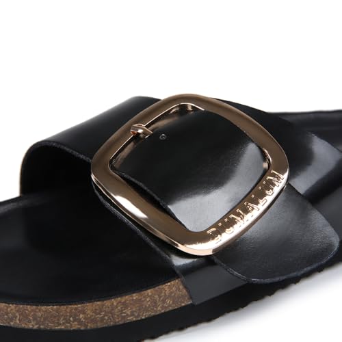Dumalum Womens Slides Sandals Cork Footbed Flat Sandals Comfort Open Toe Buckle Flip Flops Slip On Home Slippers for Dressy Summer Beach Essentials4