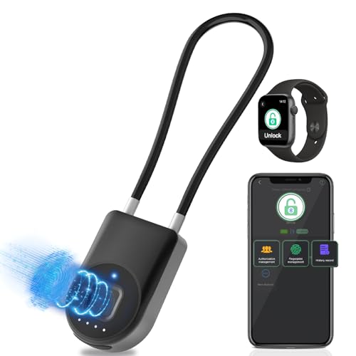 Eseesmart Long Shackle Fingerprint Padlock with APP Control - Waterproof Cabinet, Luggage, Outdoor Lock for Gym Locker, Suitcase, Cabinets, Gate