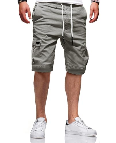 JACKETOWN Pantaloncini Uomo Pantaloncini Cargo Uomo Bermuda in Cotone Pantaloni Casual Estivi Elasticizzati in Vita con Tasche
