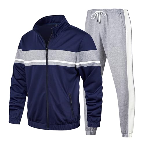 Image of LBL Leading the Better Life Men's Sweat Suit 2 Piece Outfit Casual Contrast Sports Jogging Tracksuits Set