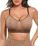Lover-Beauty Leopard Bras for Women Wireless Leopard Print Tops for Women Padded Bra Soft Comfort Bralette Goint Out Tops 3XL
