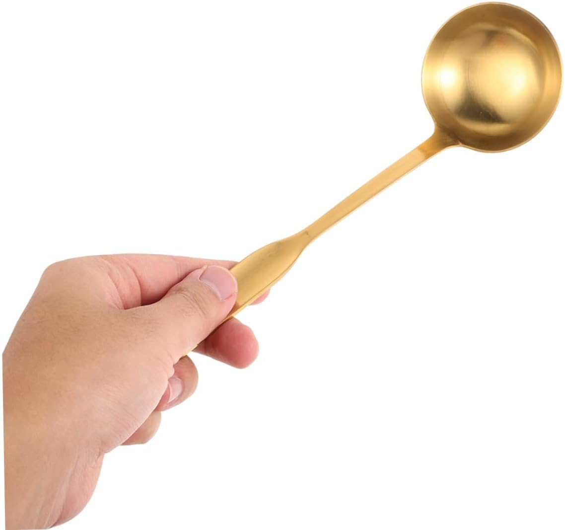 2 Pack Gold Stainless Steel Soup Ladles Thickened Serving Spoons