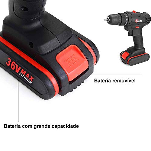 Furadeira Parafusadeira Sem Fio 36V Lanterna 2 Baterias maleta