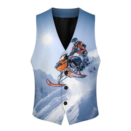 Snowymobile Winter Men's Suit Vests Business Formal Dress Vest V-Neck Waistcoat for Wedding Casual4