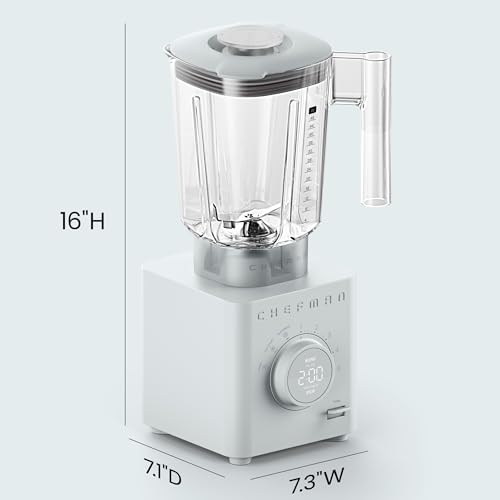 Chefman Obliterator 48 oz Countertop Blender for Smoothies, 1380W Motor to Crush Ice, Nuts, and Frozen Fruit with Stainless Steel Blade, Auto Blend Function, Includes Tamper and Scraper - Concrete - image 8