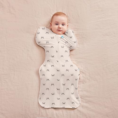 Image of Love To Dream Swaddle UP, Baby Sleep Sack, Twin Zipper For Easy Diaper Changes, Arms UP Position, Hip-Healthy, Lightweight & Breathable, Sleeping Bag, Moderates Temperature 24-27C, Medium, Panda 3-6M