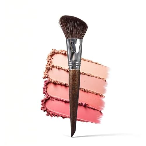 Makeup Brush, Angled Contour Brush, Contour Brush Made of Goat Hair, Blush Brush, Powder Brush, with Reinforced Aluminium Ferrule and Beech Wood Handle, Creamy and Powdery Products