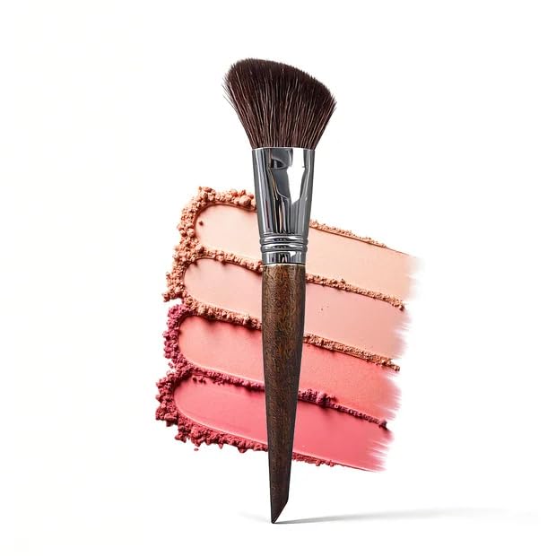 Brochas De Maquillaje,Brocha De Contorno De Pelo Natural,AplicacióN Uniforme,Con FéRula De Aluminio Reforzada Y Mango De Madera De Haya,Para Productos LíQuidos,En Crema Y En Polvo