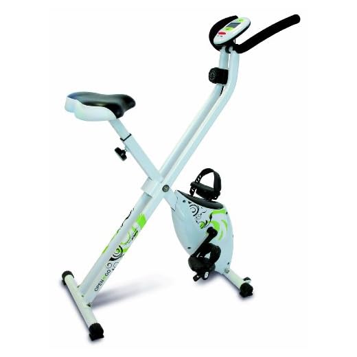 Tecnovita by BH Open&Go YF90 - Bicicleta estática Plegable magnética con cómodo sillín, Completo Monitor LCD, 8 Niveles Resistencia, Ruedas Transporte. Bici con Pedales Antideslizantes.