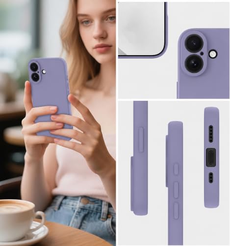 Image of DIZORO Square Microfiber Candy Case Compatible for iPhone 17 Shockproof Slim Back Cover Liquid Silicone Case - Lavender Grey