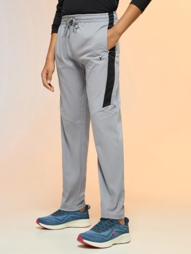Image of TECHNOSPORT Boys Slim Fit Sports Trackpants Kids Track Pants with TS Flexi Moisture-Wicking Fabric, Cargo Pockets, Drawstring | Track Pants for Boys 8-10 Years