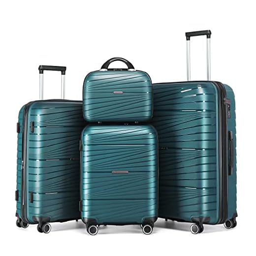 LARVENDER Luggage Sets, Expandable（Only 24"&28"） Suitcases PP Material Durable Travel Luggage Lightweight Carry on 4 Piece Luggage Set with Double Spinner Wheels TSA Lock
