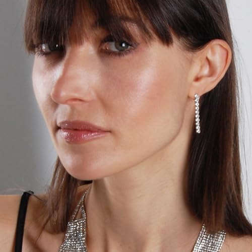 Simulated Diamond Drop Earrings for Women - Cubic Zirconia Dangle Bar Statement Earrings - Hypoallergenic and Safe for Sensitive Ears2