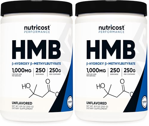 Image of Nutricost HMB Powder (Beta-Hydroxy Beta-Methylbutyrate) 250 Grams - Gluten Free & Non-GMO (Pack of 2)