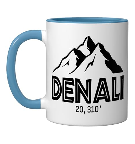 Denali Mountain Peak Elevation National Park Ceramic Mug, Blue/White