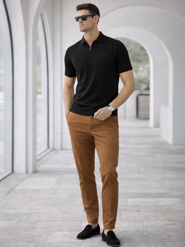 Image of Veirdo Men's Regular Fit Interlock Polo T-Shirt, Cotton Fabric, Half Sleeves,Stylish Collared Neck, Perfect for Casual and Office Wear, Soft, Comfortable (S-2XL)