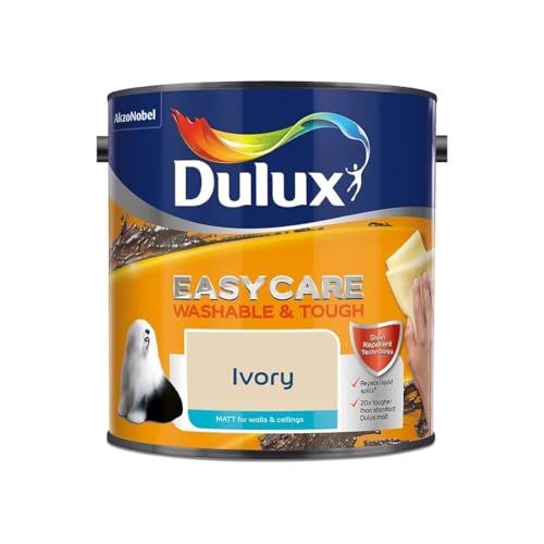 Ivory Dulux Easycare Matt Emulsion Paint 2.5L – Washable & Stain Resistant, Durable Matt Finish, Quick Dry, Low Odour Interior Wall & Ceiling Paint