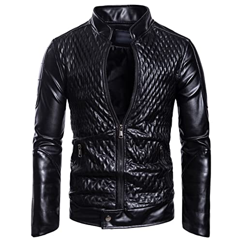 Blouson moto en cuir PU matelassé coupe slim ajustée veste diamant motard