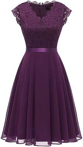 Dressystar Women's V Neck Sleeveless Lace Bridesmaid Dress Weddin...