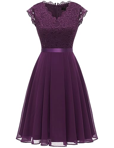 Dressystar Women's V Neck Sleeveless Lace Bridesmaid Dress Wedding Party Gown