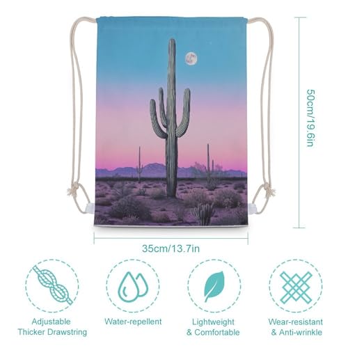 Saguaro Cactus Drawstring Backpack Canvas String Bag Lightweight Sports Gym Bag for Men Women2