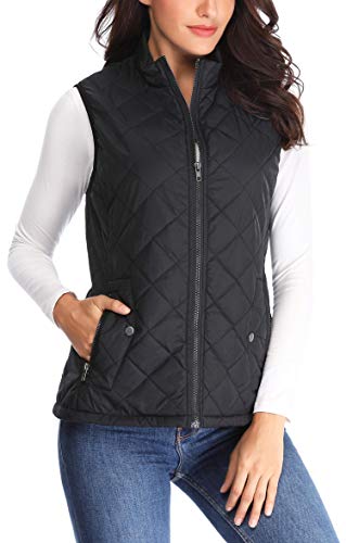 Wudodo Gilet Duvet Femme Ultra Chaud Veste sans Manche Col Roulé Grande Taille Hiver Doudoune, Noir, L Cover