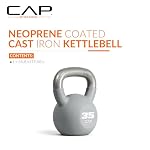 CAP 35 LB Neoprene Coated Cast Iron Kettlebell, Wide Handle, Gray - Image 2