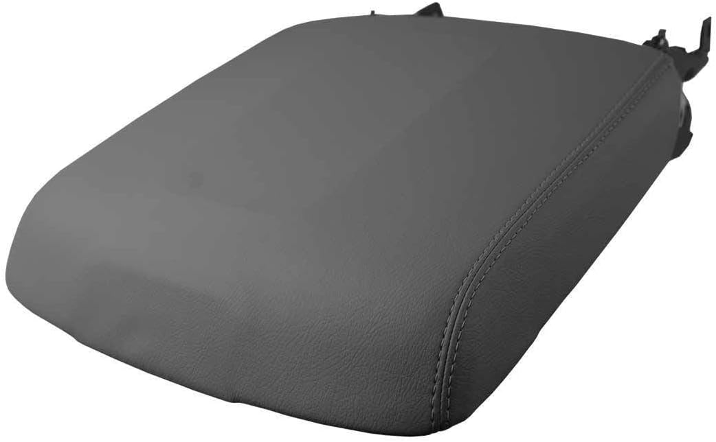 PVC Console Lid Pull Over Cover Compatible with Chevrolet Tahoe 2016-2019 (Black, White Stitch)