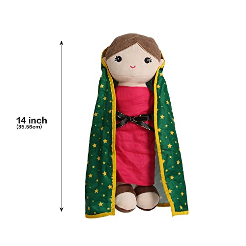 Linzy Plush 14'' (35.5 Cm) Virgin Mary Doll | Baptism Gift | Muñeca Virgen De Guadalupe | Virgencita | Catholic Blessed Virgin Mary Doll Handmade Doll | Mary Doll Our Lady Of Guadalupe #TOP1