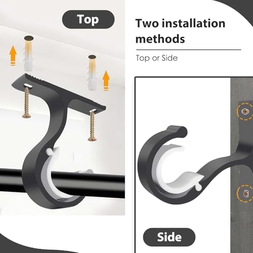 2 Stück Gardinenstange Halterung Schwarz für 25–28 mm Stangen Deckenhalterung Gardinenstange – Robuste Decken- und Wandhalterung für Vorhänge in Schlafzimmer, Wohnzimmer, Büro