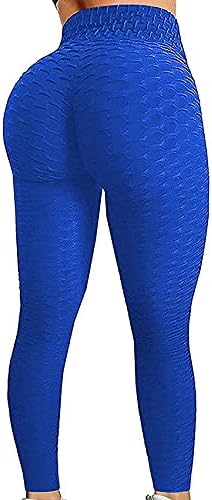 CROSS1946 Scrunch Butt Leggings Butt Lift Leggings for Women Textured Anti Cellulite Workout Leggings High Wasit Yoga Pants #1 Texture Blue,M