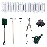 🏡【Hauptmaterial】Puppenhaus-Gartenaccessoires aus hochwertigem und umweltfreundlichem holz- und metallmaterial. Sind ungiftig, sicher, praktisch und langlebig.