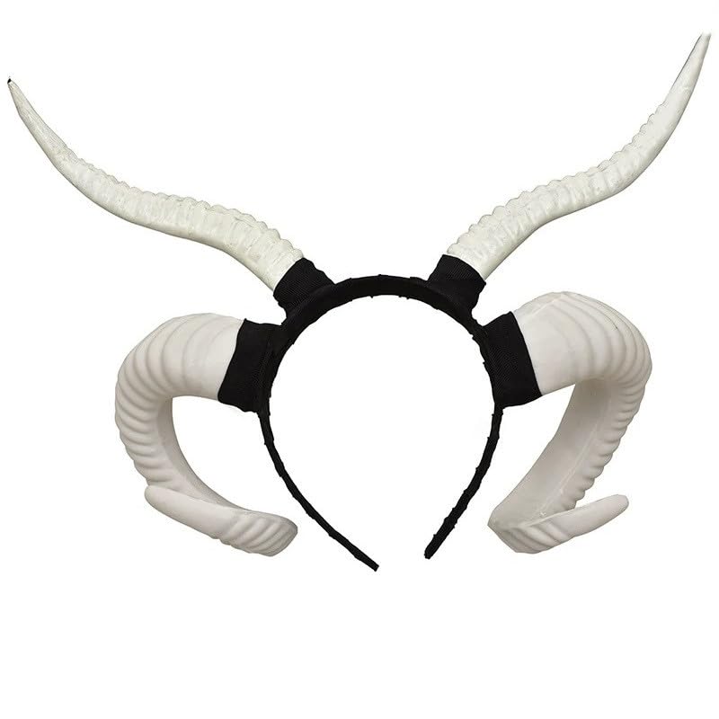LEEMASING Sheep Horn Devil Headdress Halloween Easter Christmas Photo Props (White 1)