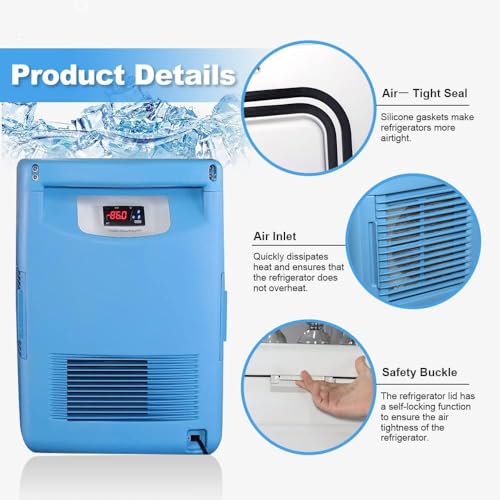 -123 °F Ultra Low Temperature Freezer, -45℃~-86℃ Portable Lab Cryogenic 20L Countertop Refrigerator,Samples Flash Freezer for Laboratory Samples Storage,Scientific Research, Medical,Home (Blue) - Thumbnail 6