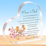 HULALA Mum And Dad Gifts For Wedding Anniversary Love Heart Acrylic Plaque Presents