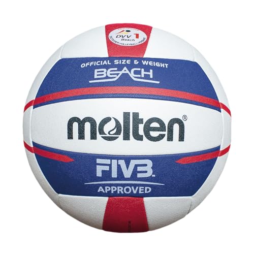 Molten Europe Ball-V5B5000-DE Beachvolleyball, Weiß/Blau/Rot, 5