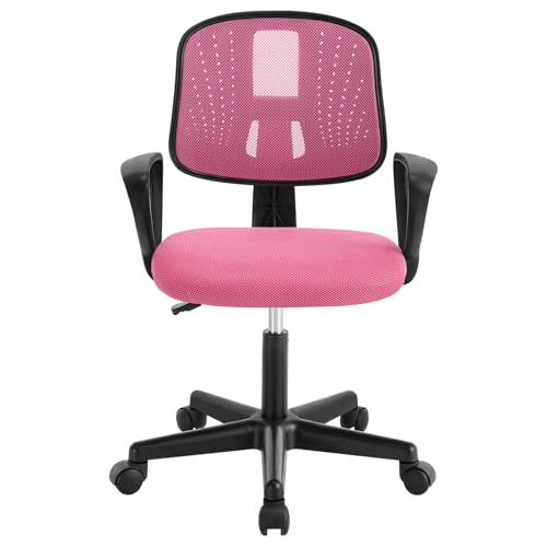 Miniatura 9 de Klihome Silla Escritorio Infantil, Silla Estudio Giratoria, Sillas Juvenil Con Ruedas, Sillas Ergonómica De Malla Transpirable, Taburete Giratorio Con Respaldo Ajustable Automático, Rosa, K0004bs